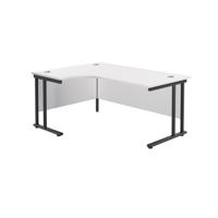 Jemini Radial Left Hand Double Upright Cantilever Desk 1800x1200x730mm White/Black KF820543