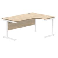 Polaris Right Hand Radial Single Upright Cantilever Desk 1600x1200x730mm Canadian Oak/White KF821450