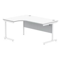 Polaris Left Hand Radial Single Upright Cantilever Desk 1600x1200x730mm Arctic White/White KF821480