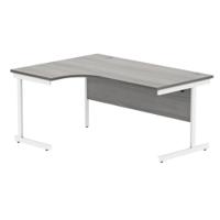 Polaris Left Hand Radial SU Cantilever Desk 1600x1200x730mm Alaskan Grey Oak/White KF821520