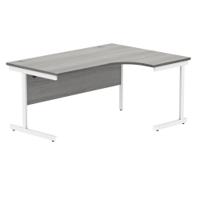 Polaris Right Hand Radial SU Cantilever Desk 1600x1200x730mm Alaskan Grey Oak/White KF821530