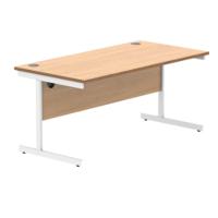 Polaris Rectangular Single Upright Cantilever Desk 1600x800x730mm Norwegian Beech/White KF821650