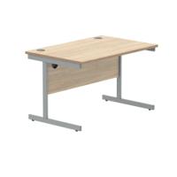 Polaris Rectangular Single Upright Cantilever Desk 1200x800x730mm Canadian Oak/Silver KF821690