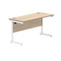 Polaris Rectangular Single Upright Cantilever Desk 1400x600x730mm Canadian Oak/White KF821730