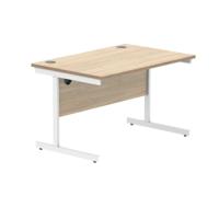 Polaris Rectangular Single Upright Cantilever Desk 1200x800x730mm Canadian Oak/White KF821750