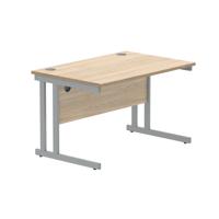 Polaris Rectangular Double Upright Cantilever Desk 1200x800x730mm Canadian Oak/Silver KF822210