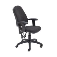 First High Back Operators Chair with T-Adjustable Arms 640x640x985-1175mm Charcoal KF839244