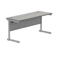 Polaris Rectangular Single Upright Cantilever Desk 1600x600x730mm Alaskan Grey Oak/Silver KF882341