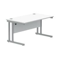 Polaris Rectangular Double Upright Cantilever Desk 1400x800x730mm Arctic White/Silver KF882348
