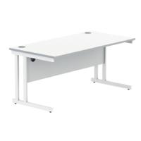 Polaris Rectangular Double Upright Cantilever Desk 1600x800x730mm Arctic White/White KF882357