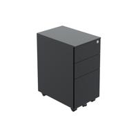 Jemini Contract Steel 3 Drawer Mobile Pedestal Slimline 300x470x615mm Black KF90691