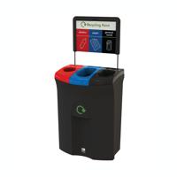 Meridian Recycling Bin Triple Plastics Paper and General Waste 110L Red/Blue/Black L1881/16