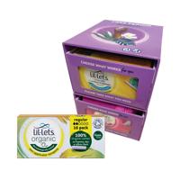 Lil-Lets Organic Non-Applicator Tampons Regular x16 (Pack of 12) + FOC Dispenser