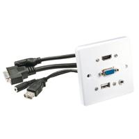 Lindy Multi AV Faceplate HDMI VGA USB Audio White 60220