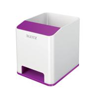 Leitz WOW Sound Pen Holder Dual Colour White/Purple 53631062