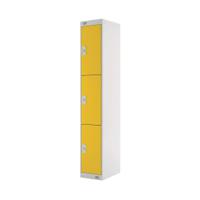 Three Compartment Locker 300x300x1800mm Yellow Door MC00018