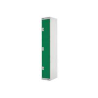 Three Compartment Locker 300x450x1800mm Green Door MC00052