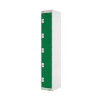 Five Compartment Locker 300x450x1800mm Green Door MC00064