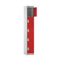 Five Compartment Locker 300x450x1800mm Red Door MC00065