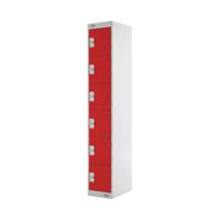 Six Compartment Locker 300x450x1800mm Red Door MC00071