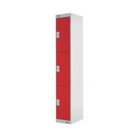 Three Compartment Express Standard Locker 300x300x1800mm Red Door MC00144