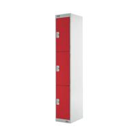 Three Compartment Express Standard Locker 300x450x1800mm Red Door MC00159