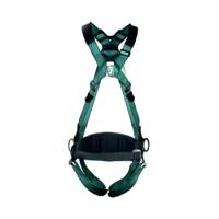 MSA V-Form Full Body Back Chest Hip D-Ring Qwik-Fit Safety Harness with Waistbelt Green XS