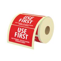 MyCafe Food Label Use First 25x25mm Removable (Pack of 1000) MYC10626