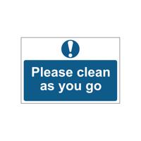 MyCafe Please Clean As You Go Sign Self Adhesive PP 300x200 MYC10678