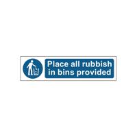 MyCafe Place All Rubbish Bins Sign Self Adhesive PP 200x50 MYC10681