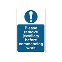 MyCafe Please Remove Jewellery Sign Self Adhesive Vnl 200x300 MYC10688