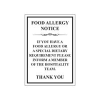 MyCafe Food Allergy Sign Self Adhesive Vnl 297x210 MYC10701
