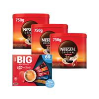 Nescafe Original 750g x3 + FOC Big Biscuit Box