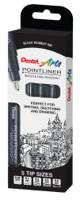 Pentel Pointliner Assorted Sizes Black (Pack of 5) YS20P/5-A