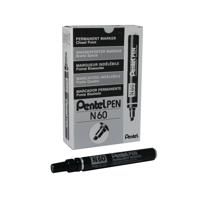 Pentel N60 Permanent Marker Chisel Tip Black (Pack of 12) N60-A