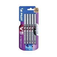 Pilot V5 Hi-Tecpoint Liquid Ink Rollerball Pen Fine Black (Blister Pack of 5)
