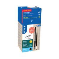 Pilot G-2 Plus Begreen Greenpack Gel Ink Rollerball Medium Black with 6 Refills (Pack of 12) WLT5561