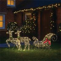 LED Outdoor/Indoor Light Up Sledge/Deer Warm White Pack of 3 XH10089