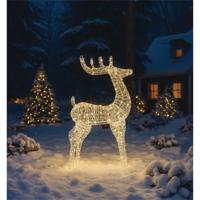 LED Outdoor Metal Light Up Deer 1180mm Silver/Warm White XH10094