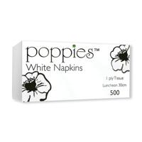 Poppies Napkins 1-Ply 30cm White (Pack of 500) 3014WHSGL