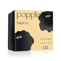 Poppies 2-Ply Tissue Napkins Luncheon 4 Fold Black 33cm (Pack of 125) 3324BK