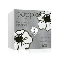 Poppies 3-Ply Napkins 8 Fold 40cm White (Pack of 1000) 4038WH/CASE