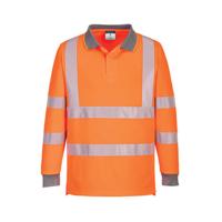 Portwest Eco High Visibility Polo Shirt Long Sleeve Orange 2XL (Pack of 6) EC11ORRXXL