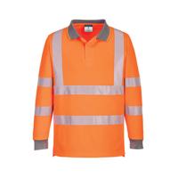 Portwest Eco High Visibility Polo Shirt Long Sleeve Orange 3XL (Pack of 6) EC11ORRXXXL
