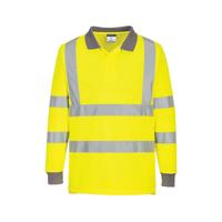Portwest Eco High Visibility Polo Shirt Long Sleeve Yellow Large (Pack of 6) EC11YERL