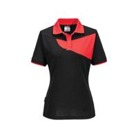 Portwest Pw2 Womens Polo Shirt Short Sleeve Black/Red Large PW219BDRL