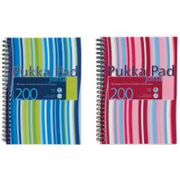 Pukka Pad Stripes Polypropylene Wirebound Jotta Notebook 200 Pages A5 Blue/Pink (3 Pack) JP021