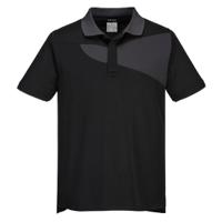 Portwest PW2 Cotton Comfort Polo Shirt S/S L Blk/Zoom Gry