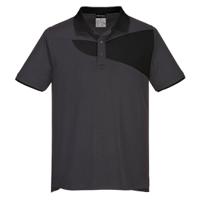 Portwest PW2 Cotton Comfort Polo Shirt S/S L Zoom Gry/Blk