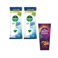 Dettol Antibacterial Cleansing Wipes x126 buy 2 Packs get a Box Nestle Quality Street 220g Free